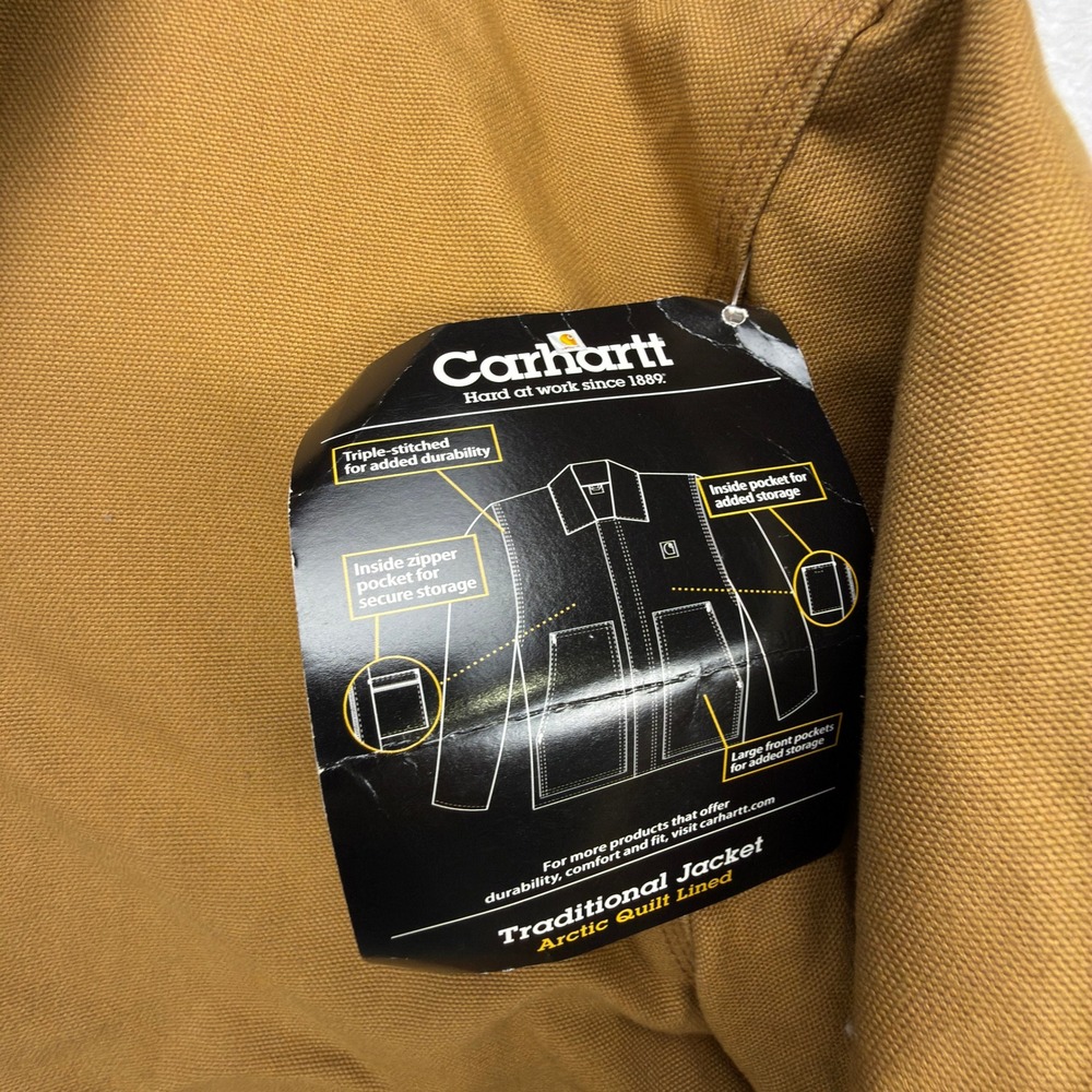 Carhartt Sandstone Jacket Arctic Quilt Lined Mens 44 Tall Large J02 BRN NWT READ - Picture 6 of 16